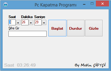 C# İle Bilgisayar Kapatma Programı