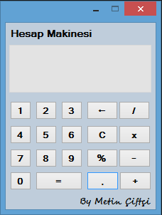 C# İle Yapılan Hesap Makinesi Uygulaması